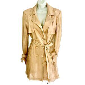 Koralline Beige Double Breasted Trench Coat Tulle Overlay Designer Size M Italy